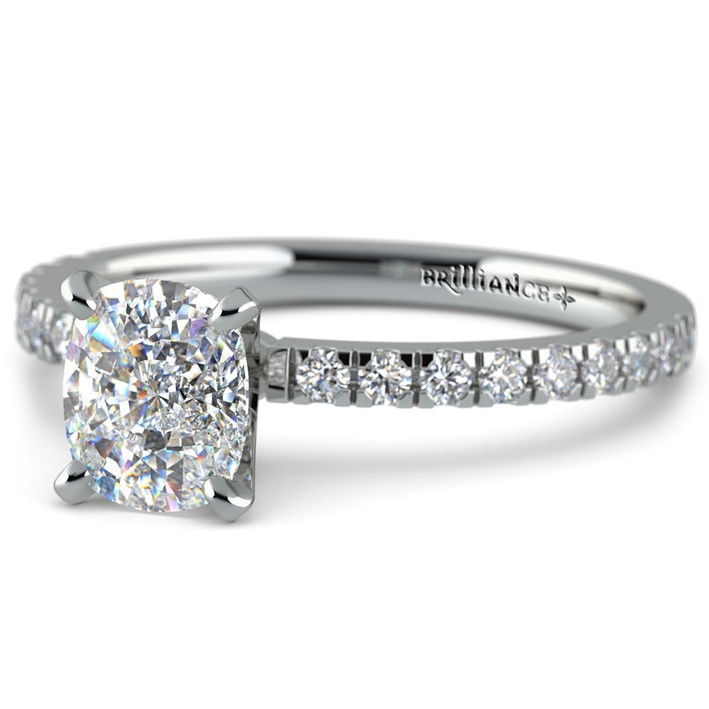 1 Carat Cushion Cut Micro Pave Engagement Ring | Zoom