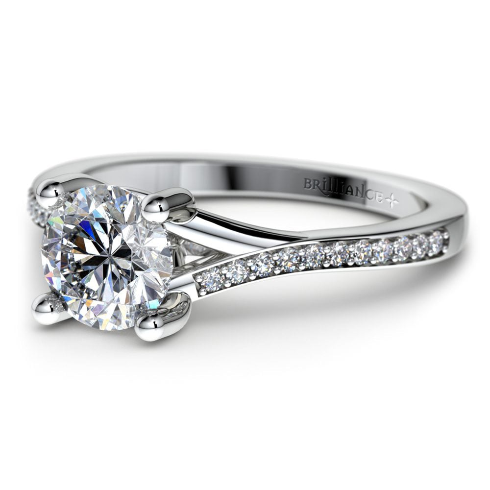 1 Carat Split Shank Pave Diamond Engagement Ring | Thumbnail 01