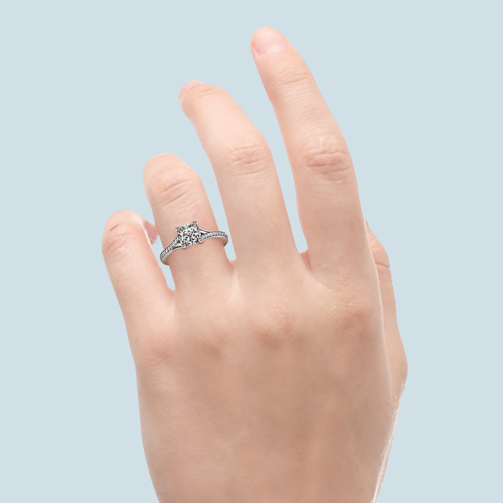 1 Carat Split Shank Pave Diamond Engagement Ring | 05