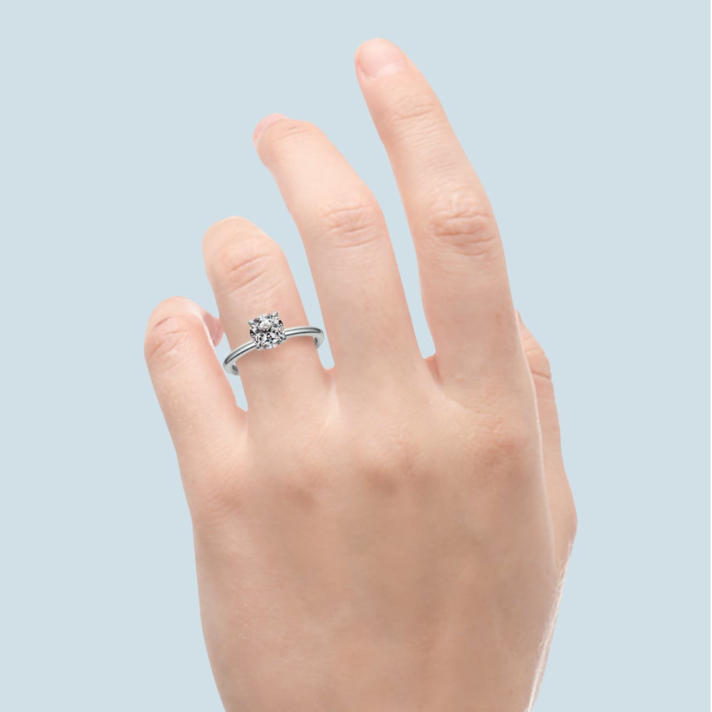 Hidden Diamond Halo Engagement Ring in White Gold | 06