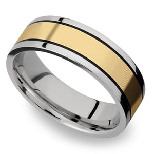 14K Yellow Gold Inlay Men's Wedding Ring in Titanium (8mm)