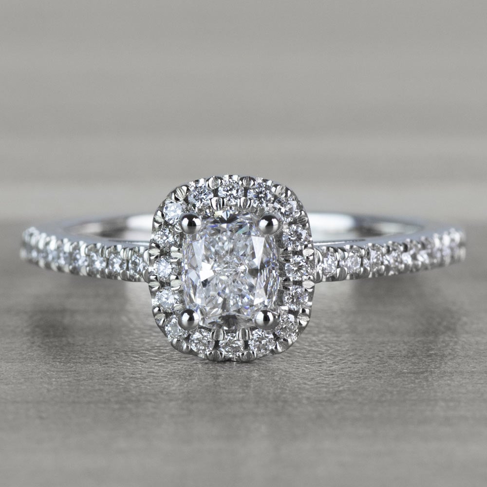 Floating Halo Diamond Engagement Ring in White Gold | 05