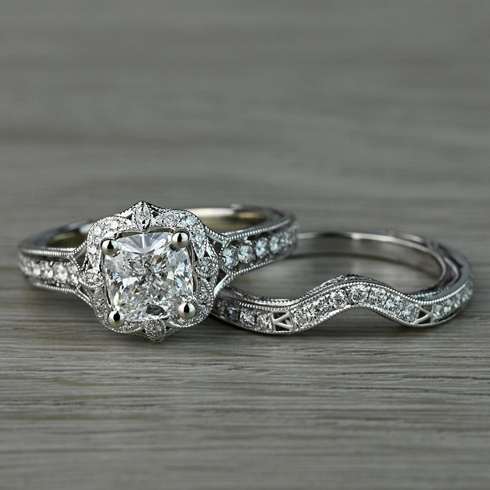 Antique White Gold Bloom Engagement Ring By Parade | 05