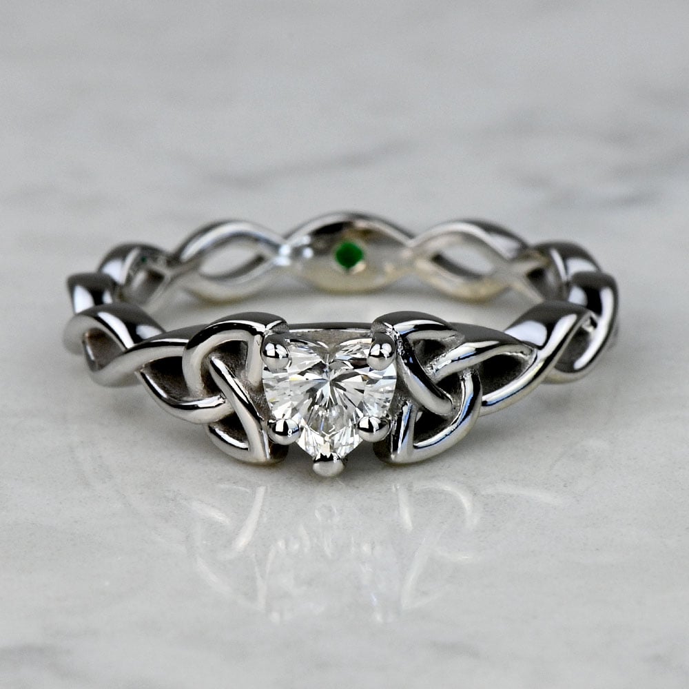 Celtic Knot Engagement Ring In White Gold With Surprise Stone | 05