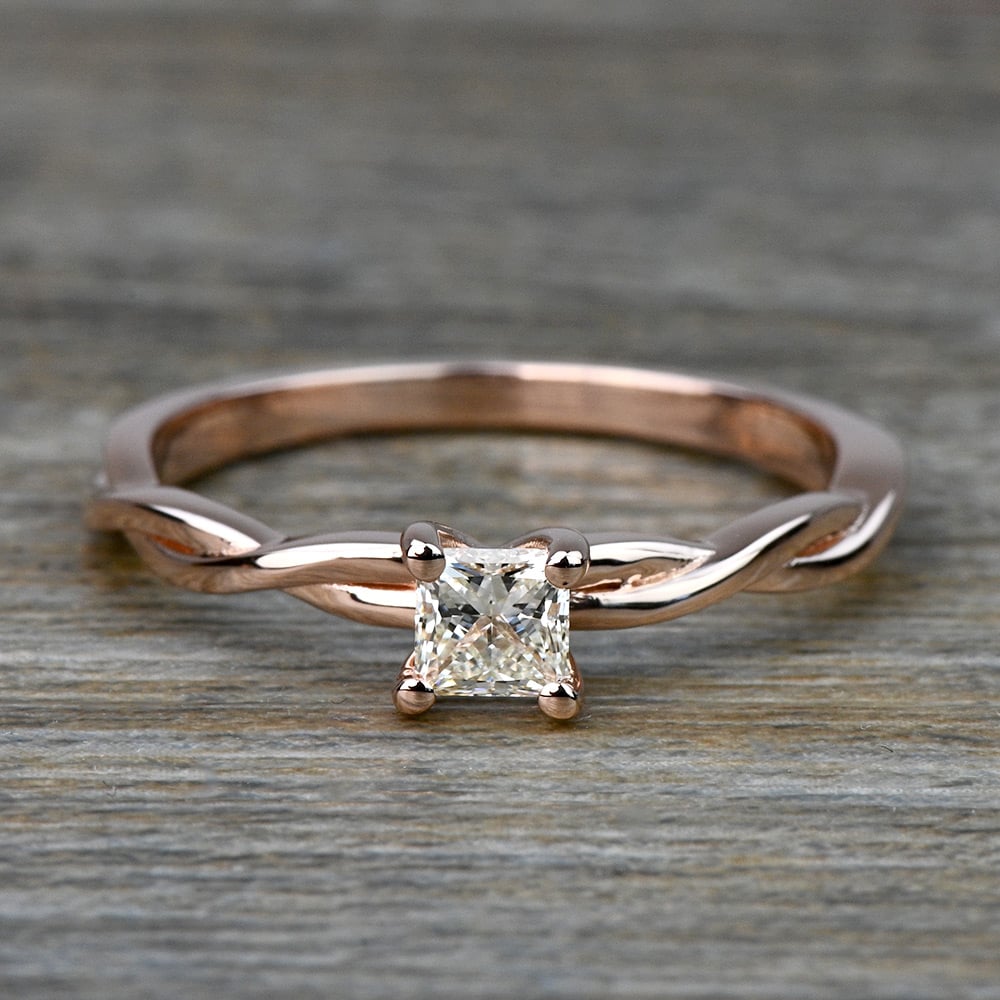 Twisted Solitaire Engagement Ring In Rose Gold | 05