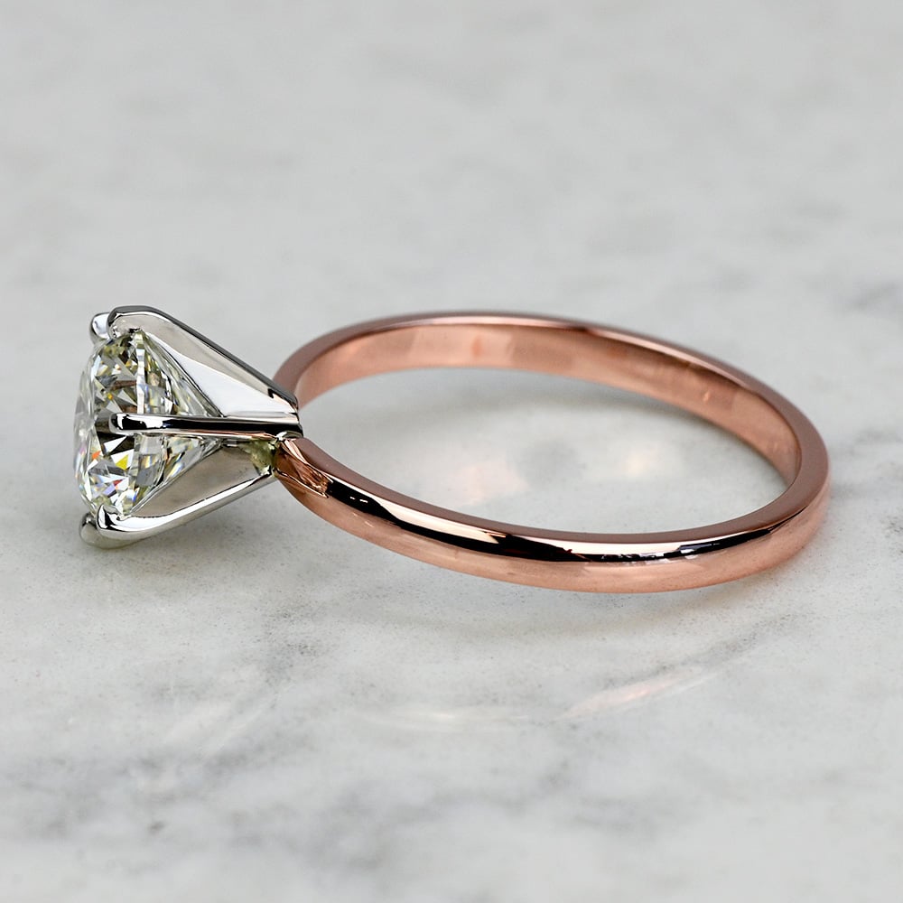 2 Carat Lab Grown Round Diamond Rose Gold Solitaire Engagement Ring - small angle 2