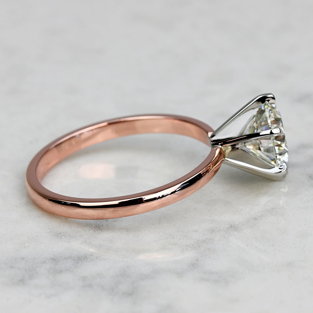 2 Carat Lab Grown Round Diamond Rose Gold Solitaire Engagement Ring - small angle 3