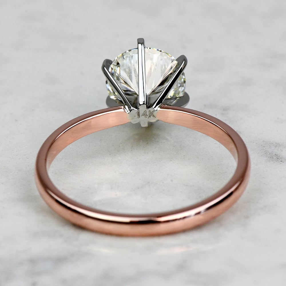 2 Carat Lab Grown Round Diamond Rose Gold Solitaire Engagement Ring - small angle 4