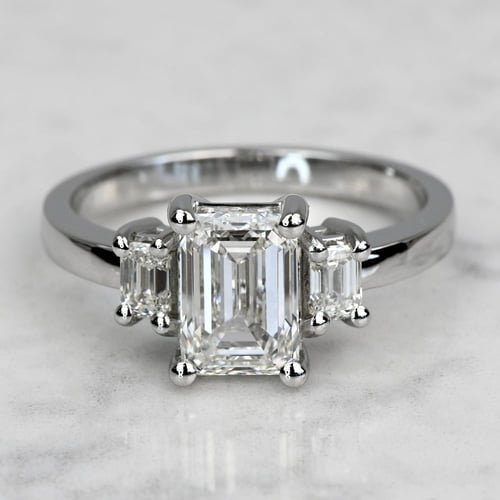 2 Carat Lab Grown Emerald Diamond 3 Stone Engagement Ring