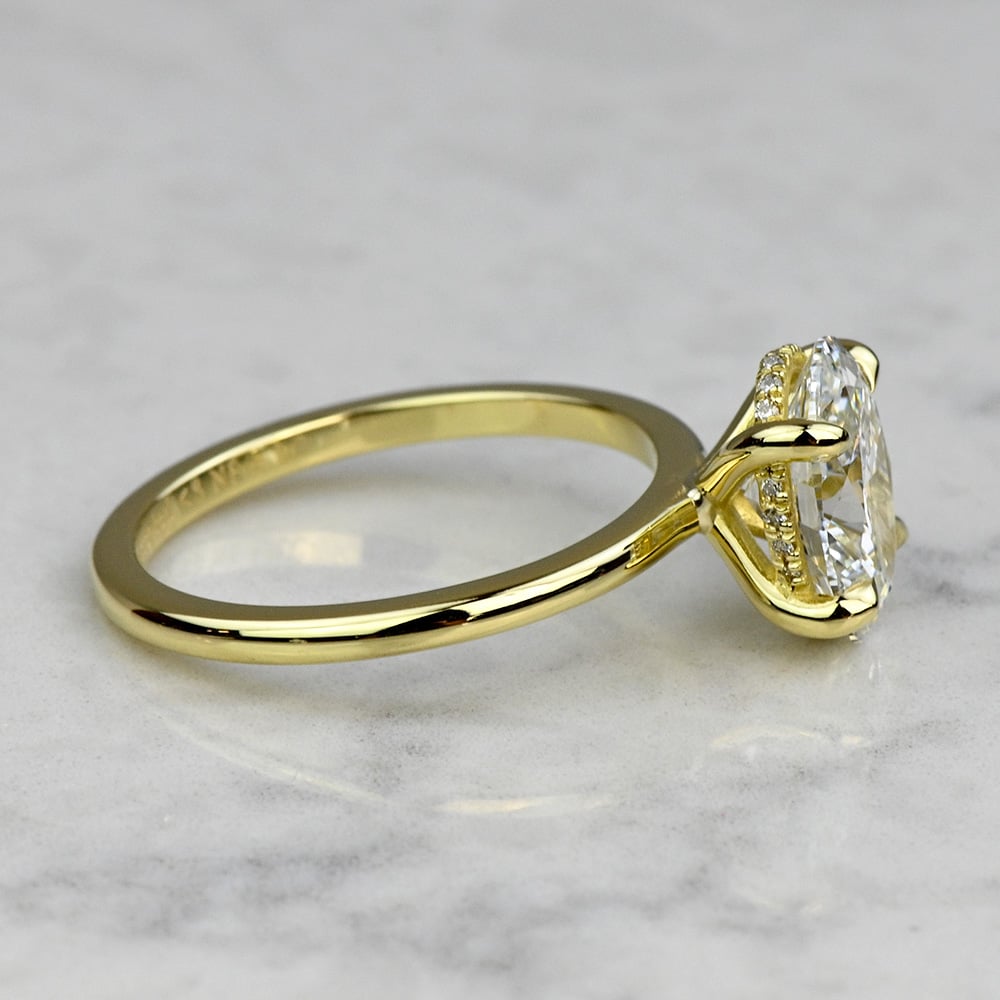 2.25 Carat Lab Grown Oval Diamond Hidden Halo Engagement Ring angle 3