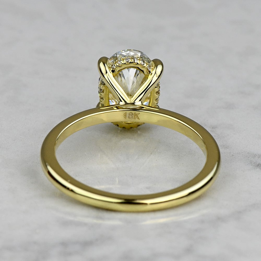 2.25 Carat Lab Grown Oval Diamond Hidden Halo Engagement Ring angle 4