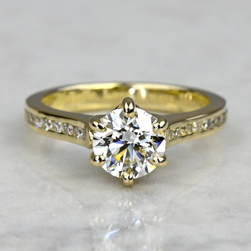1 Carat Lab Created Round Diamond Six-Prong Channel Set Engagement Ring