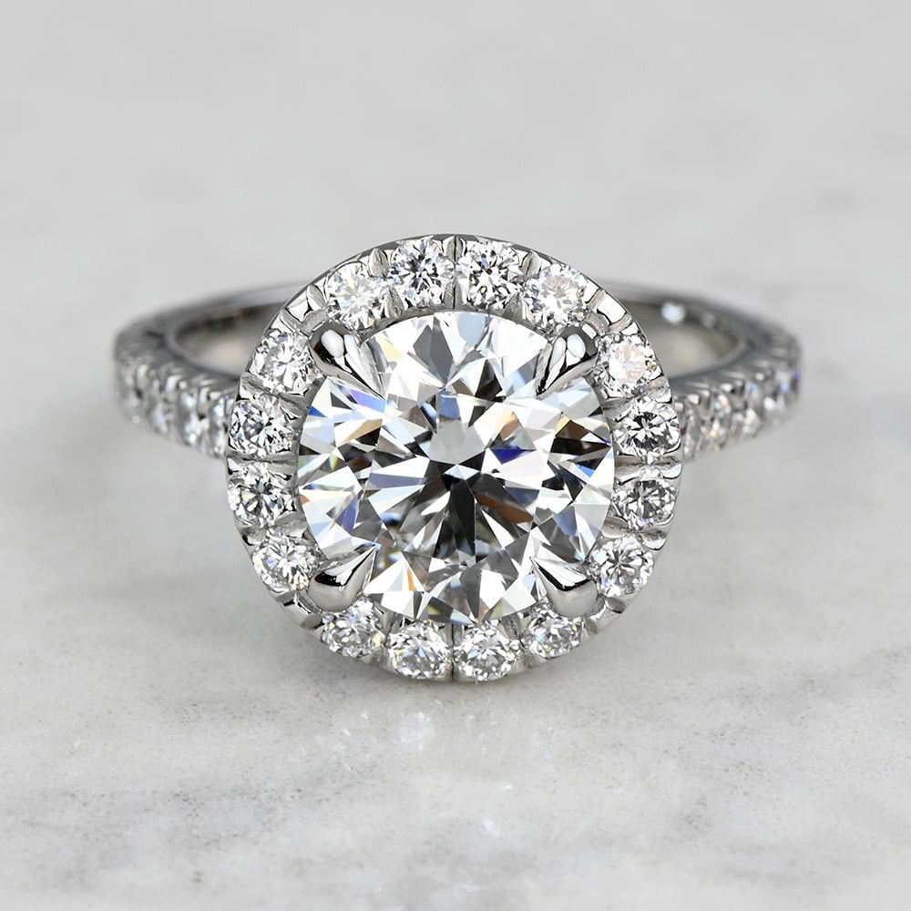 2.70 Carat Round Diamond Custom Halo Engagement Ring