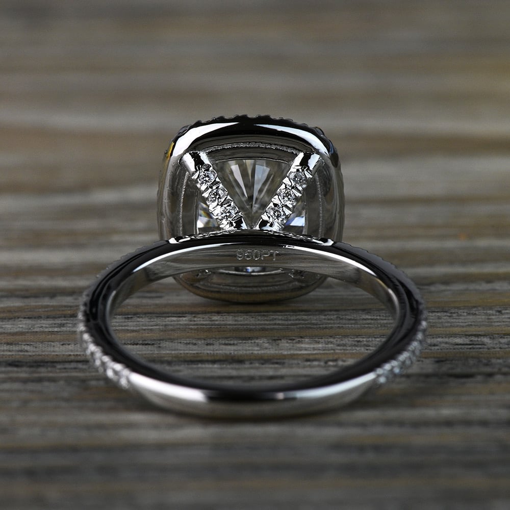 3 Carat Lab Created Cushion Diamond Delicate Halo Engagement Ring angle 4