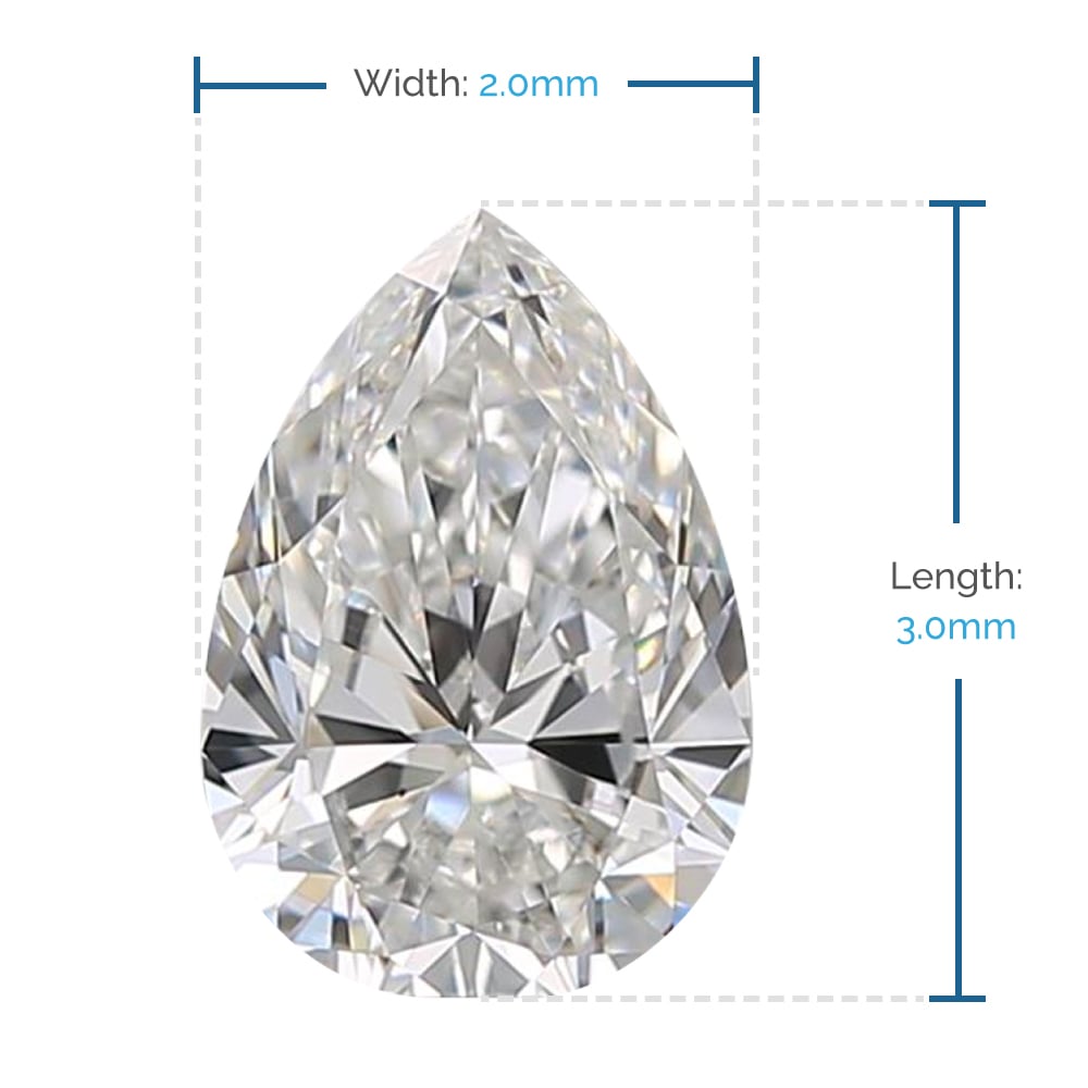 3x2 MM Pear Cut Loose Diamond, Premium Melee Diamonds | 02