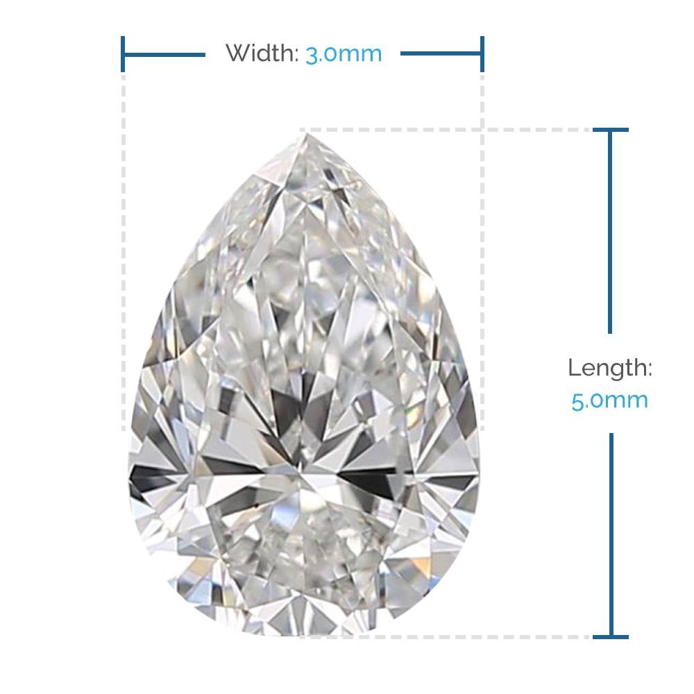 5x3 MM Pear Cut Loose Diamond, Premium Melee Diamonds | 02