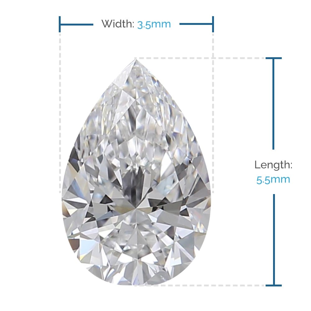 5.5x3.5 MM Pear Cut Loose Diamond, Value Melee Diamonds | 02