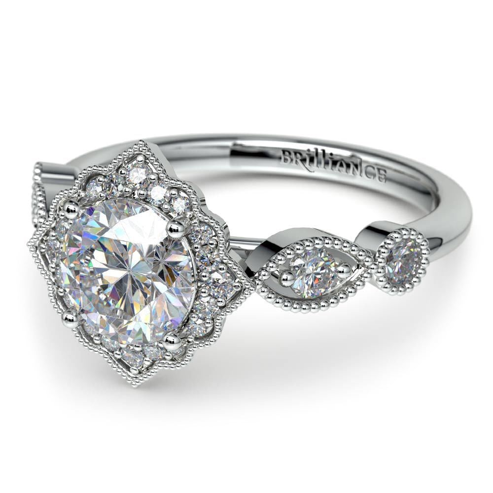 Antique Fairytale Inspired Engagement Ring In White Gold | 04