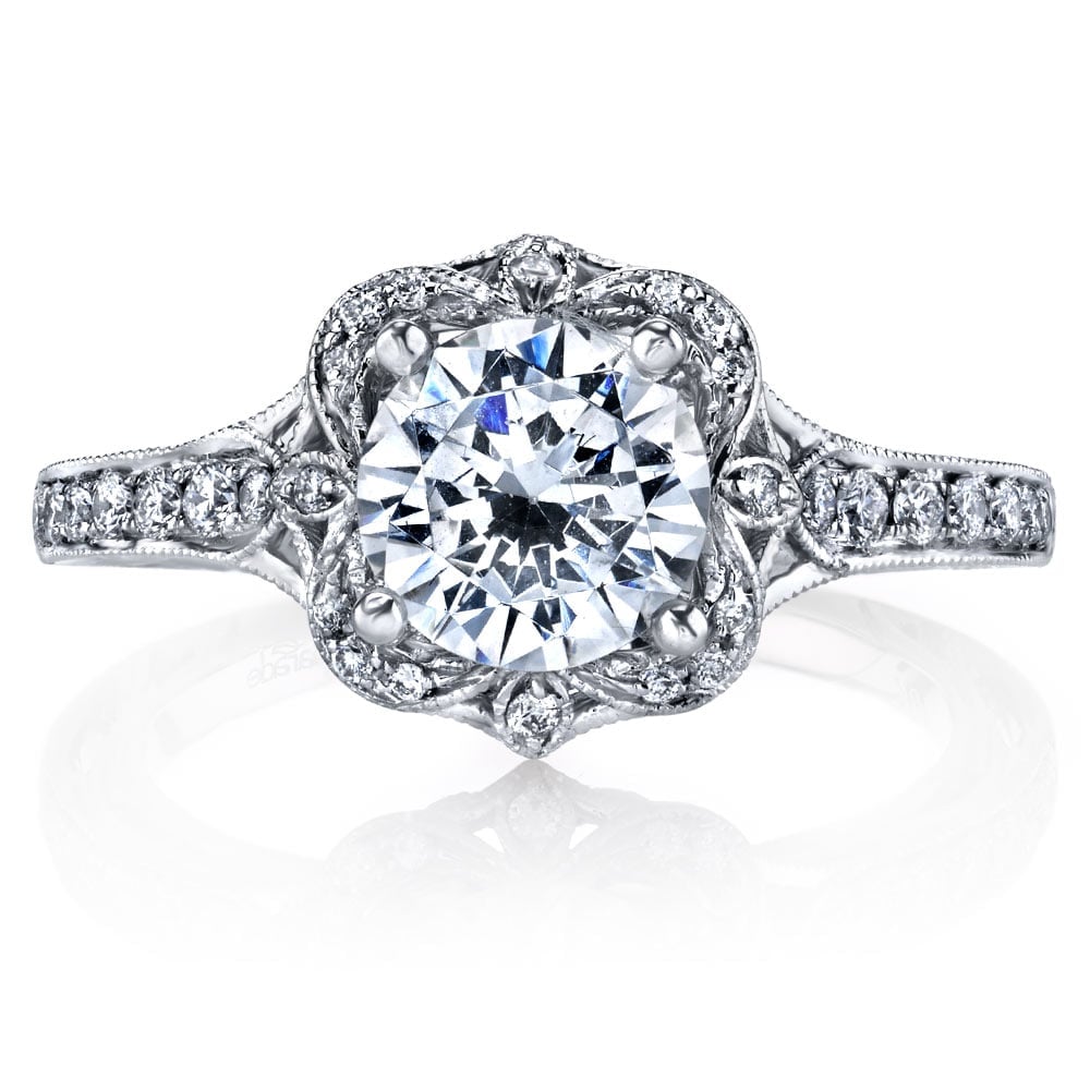 Antique White Gold Bloom Engagement Ring By Parade | 02