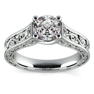 Antique Solitaire Engagement Ring in White Gold