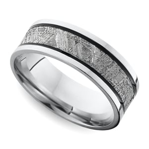 Mens Cobalt Gibeon Meteorite Inlay Wedding Ring  (8mm)