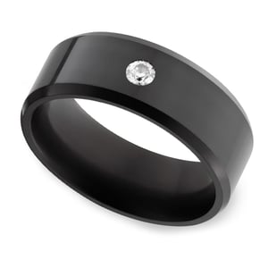 Ares - Sleek Mens Elysium Wedding Band With Solitaire White Diamond (8mm)