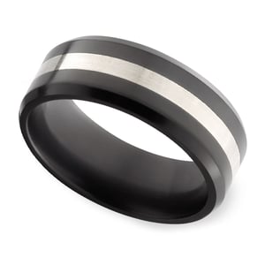 Silver And Polished Elysium Wedding Band For Men