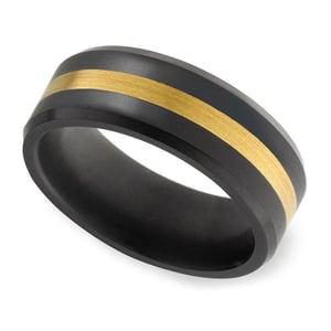 Ares - Mens Designer Elysium And Gold Inlay Wedding Ring With Satin Finish (8mm)