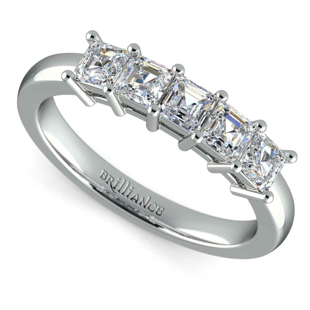 1 Carat Diamond Asscher Cut Wedding Band In Platinum | 01