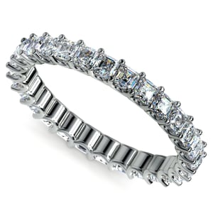 Asscher Cut Eternity Ring With U-Prong Setting In White Gold