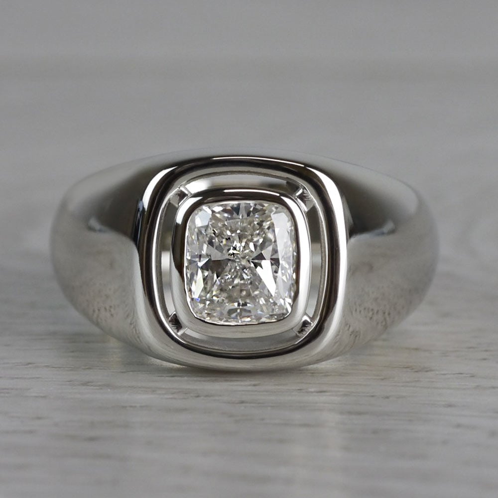 Atlas - Mens Bezel Set Diamond Ring (3/4 Ctw Cushion Cut) | Thumbnail 07