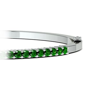 White Gold Emerald Bangle Bracelet