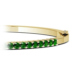 Yellow Gold Emerald Bangle Bracelet