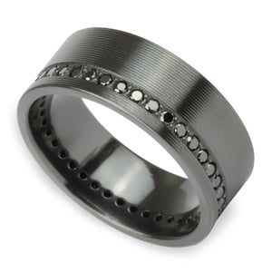 Black Zirconium Mens Wedding Ring - Swags to Ridges (9mm)