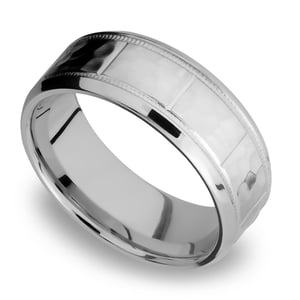 Classic Mens Wedding Ring With Milgrain Detail In Titanium (8mm)