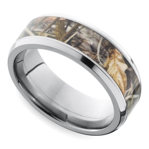 Beveled Camouflage Inlay Men's Wedding Ring in Titanium (7mm)