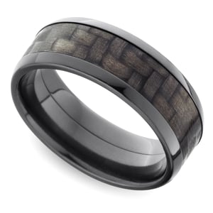 Black Zirconium Carbon Fiber Ring For Men (7 mm)
