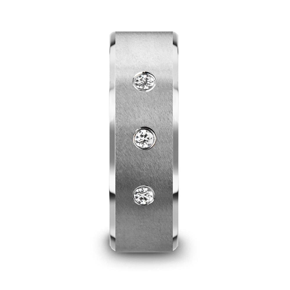 3 Stone Diamond Tungsten Engagement Ring For Men | 04