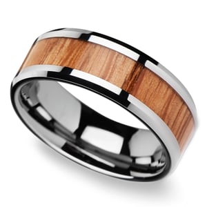 Mens Oak Wood Inlay Wedding Ring In Tungsten - The Timber (8mm)