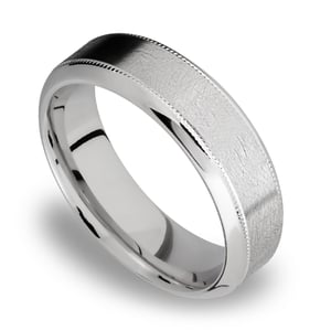 Bevel Edge and Milgrain Accent Men's Wedding Ring in Titanium (8mm)