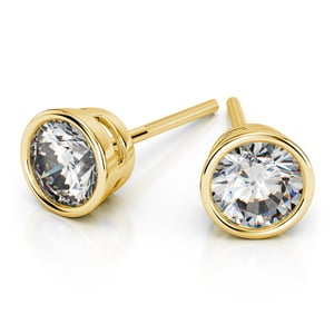Bezel Diamond Earring Settings In Yellow Gold (14k or 18k)