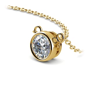 Bold Bezel Set Diamond Solitaire Necklace In Yellow Gold
