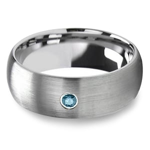 Blue Diamond Mens Engagement Ring In Tungsten