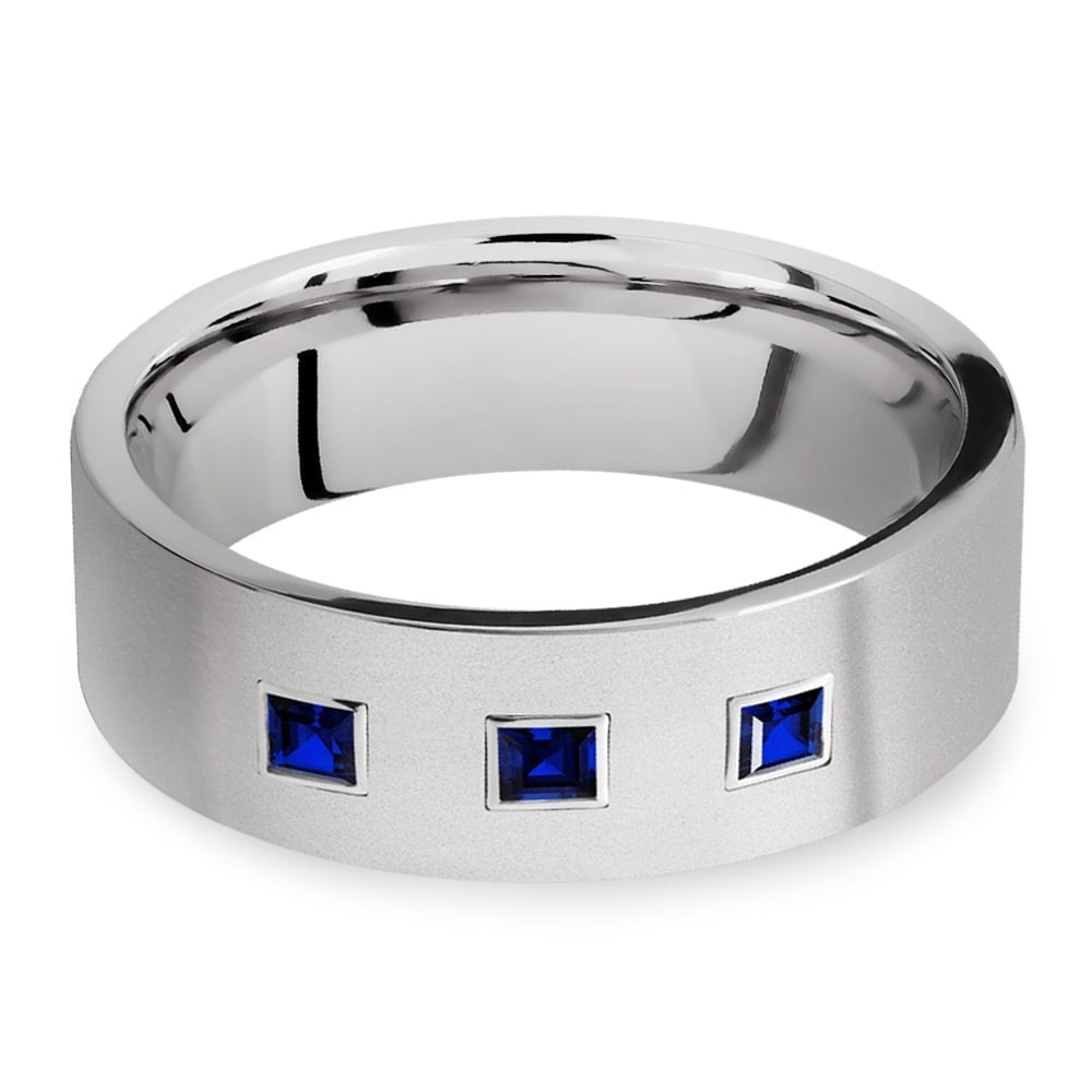 Titanium And Sapphire Mens Ring - Saphirus Engagement Ring | 01