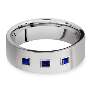 Titanium And Sapphire Mens Ring - Saphirus Engagement Ring