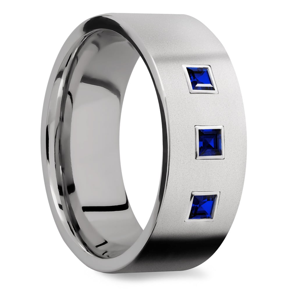 Titanium And Sapphire Mens Ring - Saphirus Engagement Ring | 02