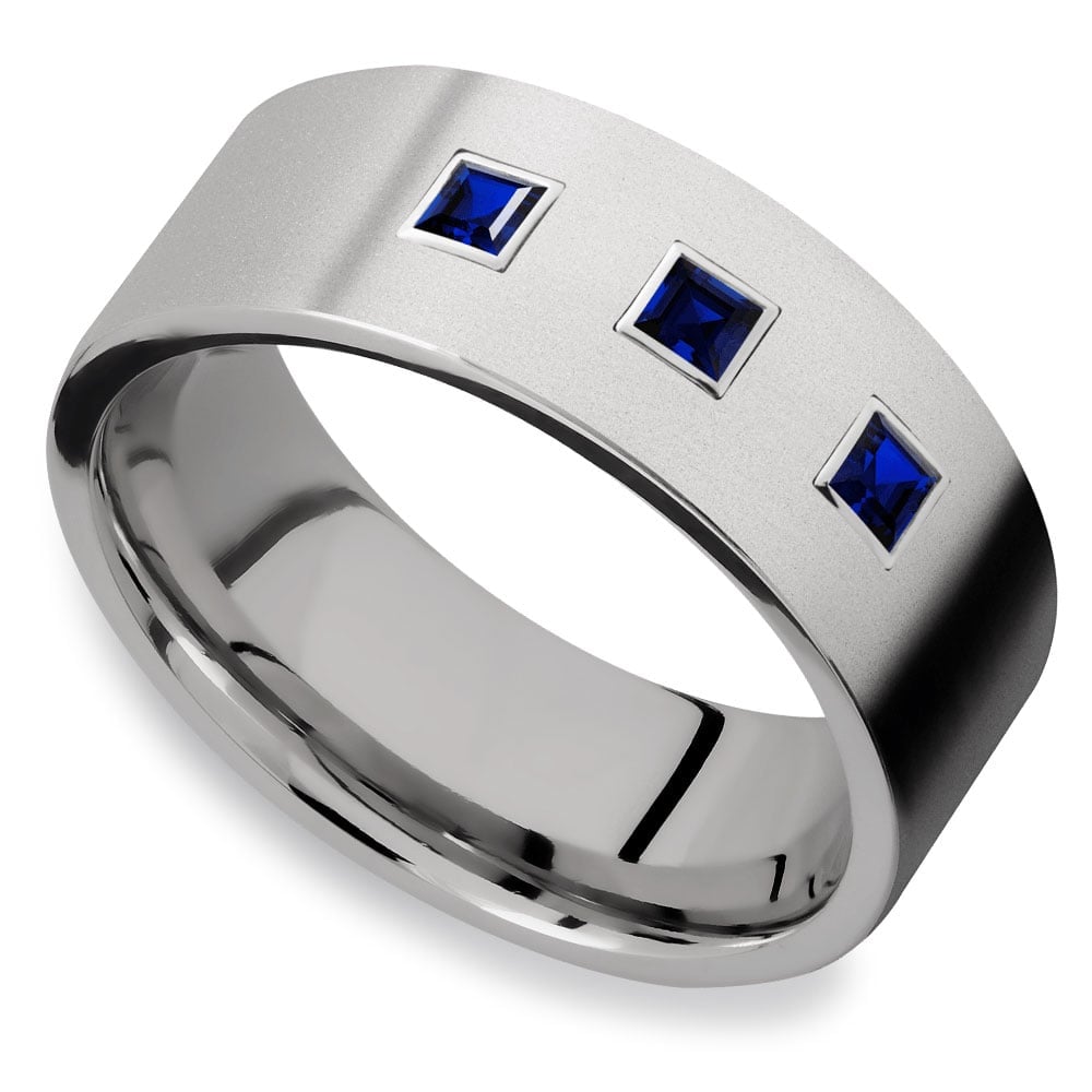 Titanium And Sapphire Mens Ring - Saphirus Engagement Ring | 03