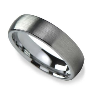 Brushed Finish and Rounded Carbide Men's Tungsten Wedding Ring (6mm)