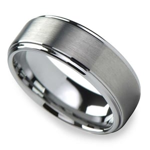Raised Centered Carbide Tungsten Mens Wedding Ring with Brushed Finish (8mm)