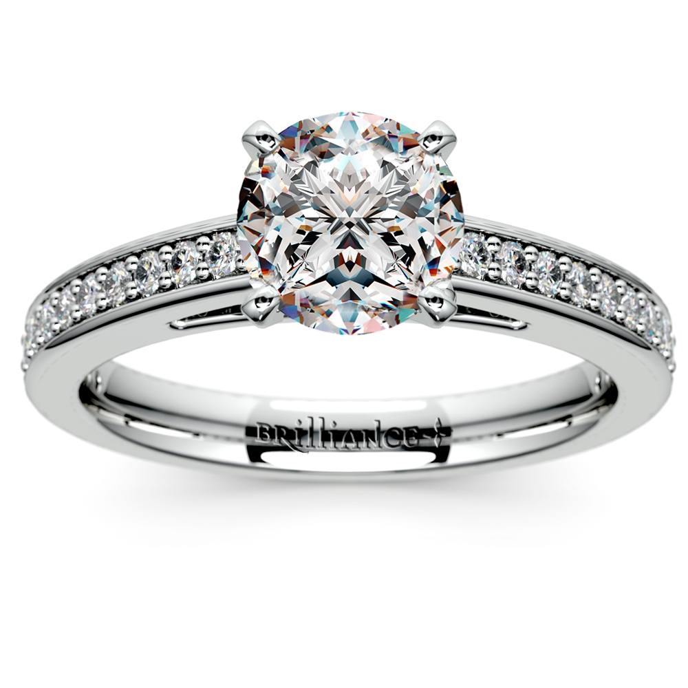Pave Cathedral Diamond Engagement Ring in White Gold (1/4 ctw) | 01